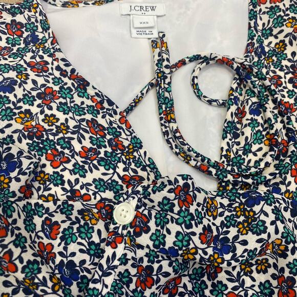 J.Crew Floral Print Dress Firey Sunset Relaxed Fit Ruffled Feminine Womens XXS - Picture 8 of 13